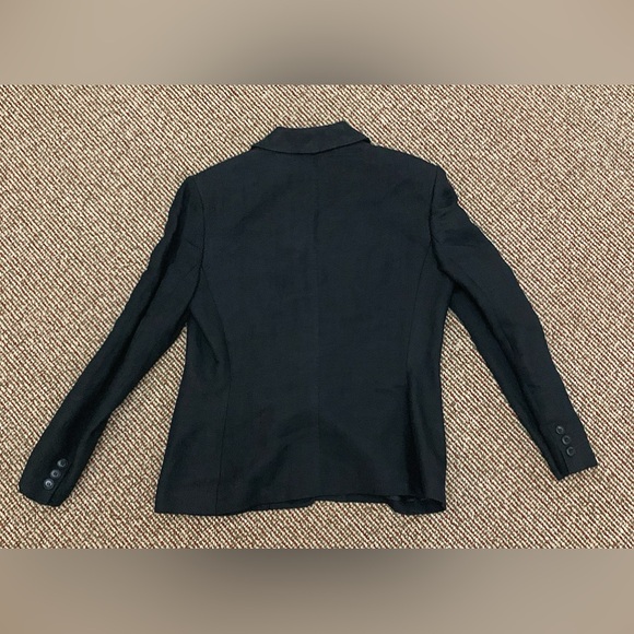 Women’s 10 Petite Black Linen Blend Jones New York Blazer Coat Jacket - Picture 10 of 12